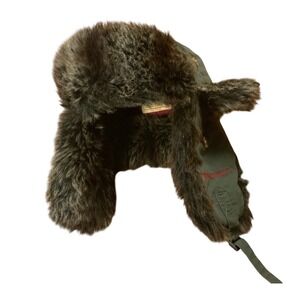 American Eagle Outfitters Trapper Hat Olive Green Faux Fur Bomber Aviator S/M